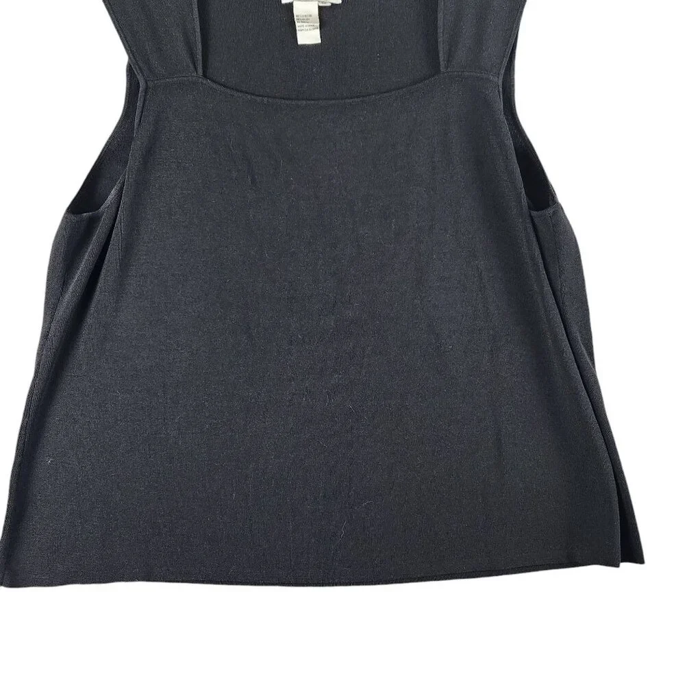 Joseph A. Womens Sleeveless Black Top Size 3X Square Neck Knit Office - Picture 4 of 5